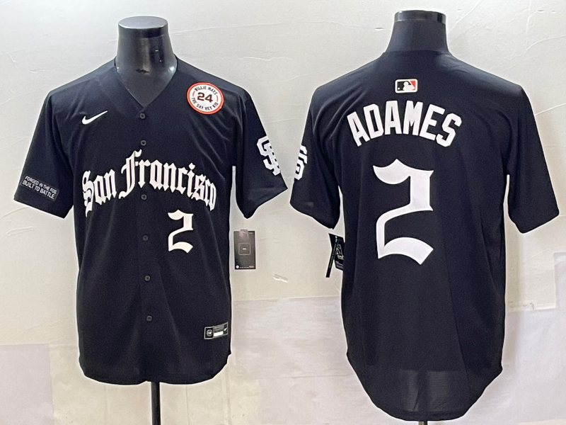 Men 2025 San Francisco Giants #2 Adames Black Five generations Joint Name Nike MLB Jersey 9